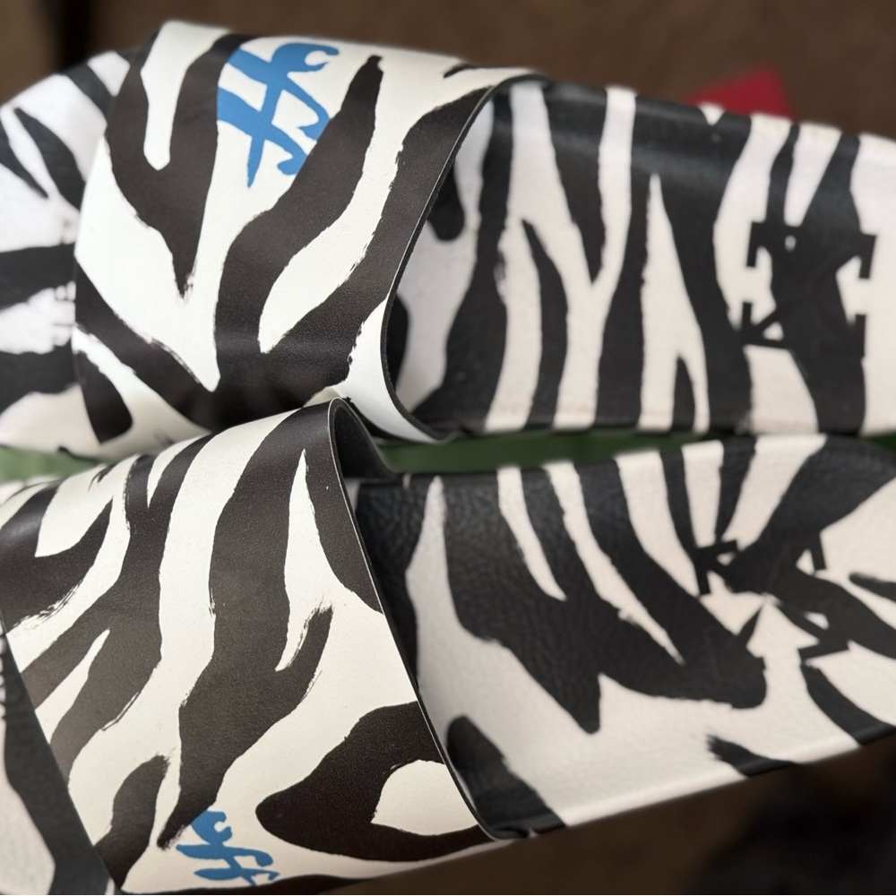 Off white black and white zebra slip on